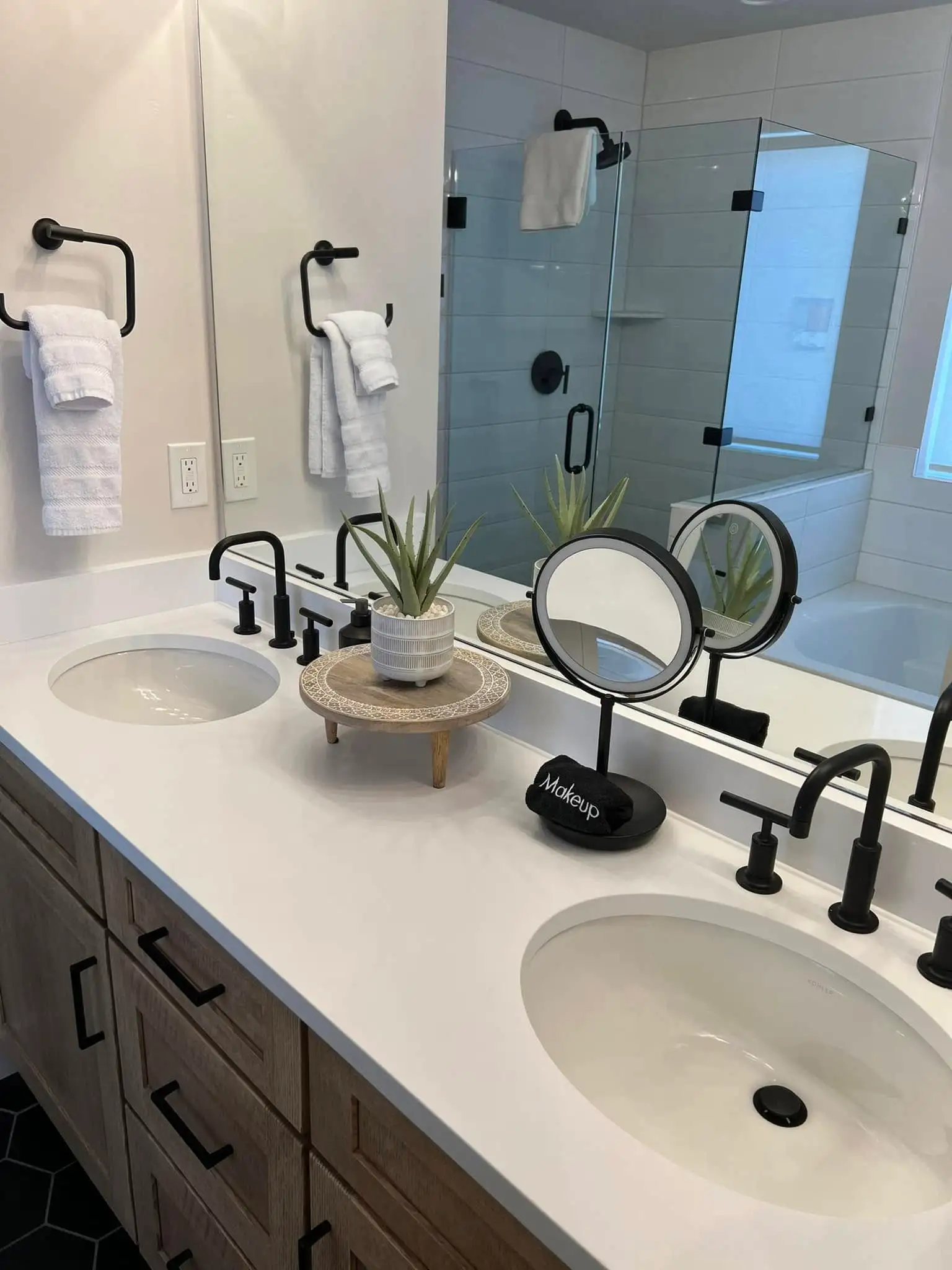 Double vanity detailed during a deep cleaning service